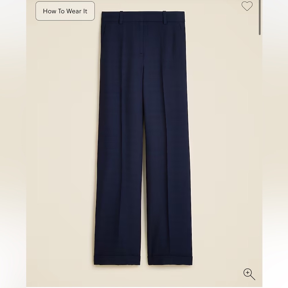J Crew Cuffed Wide Leg Trouser Pants in Navy
